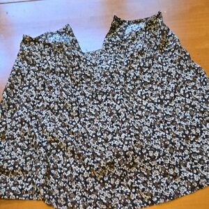 Express Black and White Floral Skater Skirt